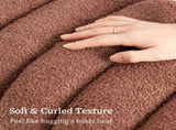Ridge Arch Ottoman Stool Teddy Fleece Fabric Foot Rest 45cm BROWN V274-FT-STKJP4177-CHO