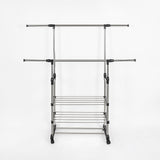 Heavy Duty Commercial Garment Rack Double Bar Rolling Collapsible Clothing Shelf V63-841681