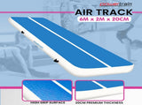 Powertrain Airtrack 20cm Thick 6m x 2m Inflatable Gymnastics Tumbling Mat Air Track - Blue IFM-0602-BUWH