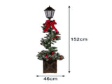 Christabelle 1.52m Lamp Post Christmas Light Up Display Bows Berries Baubles Green Foliage LED 112_HZ700