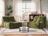 Artiss Sofa & Coffee Table Set Armless Chenille No Assembly Green White & Black SBED-COF-GN-WH