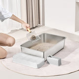 Cat Litter Box, 152 mm Deep, XL Extra Large Stainless Steel Cat Litter Box with Scoop, Wide V952-KFSMSPCBXGXL7835FV0