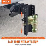 Adjustable Trailer Hitch, 203.2 mm Drop & 165.1 mm Rise Hitch Ball Mount with 63.5 mm Receiver, V952-SQTQJTCB2522I0FA2V0