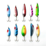 30Pcs Spoon Lures Metal Lures Set Colorful Fishing Spinners Baits with Treble Hook for Saltwater V1369-AZ3-W-21418