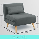 Sarantino Adjustable Chair Single Sofa Bed Faux Linen - Dark Grey SOFA-M13-LNN-DGY