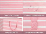 2 Pack Thin Stripe Laundry Hamper with Handles, Pink 75L V1237-ZY00B0DGKS7S6B