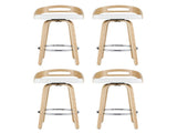 Artiss 4x Bar Stools Swivel Dining Chairs Low Back Counter Seat PU Cushion BA-TW-8566-WHX4-AB