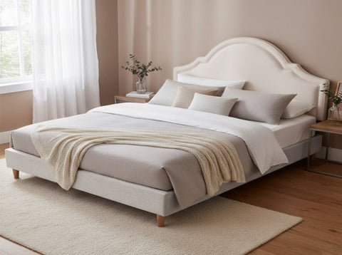 Artiss Queen Bed Frame with Storage Scalloped Velvet Headboard Wooden Platform Base BFRAME-ZORA-IRIS-Q-GR