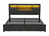 Artiss Double Bed Frame with 2 Storage Drawers & Headboard, USB Charging Station, RGB LED Light BFRAME-J-KINSLEY-D-GY-AB