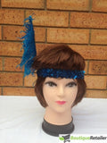 6x 1920s FLAPPER HEADBAND Headpiece Feather Sequin Charleston Costume Party BULK - Blue V563-BR-6FLAPPERHDBND-BLU