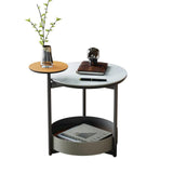 Luxury Marble Top End Table Microfiber Leather Accent Bedside Table Living Room V767-CJ-X122