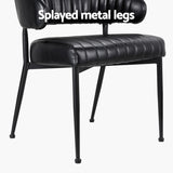 Artiss Dining Chairs Set of 2 Leather Hollow Armchair Black DINING-B-C01-PU-BKX2