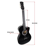 Karrera 38in Pro Cutaway Acoustic Guitar with Carry Bag - Black CC38-PRO-BK
