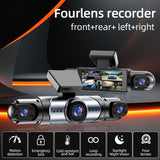 4-Camera Dash Cam 1080P Full-HD Dash Cam Car Dash Cam With 64GB Memory Card - Black - Size 01 V1102-800-10132-BLK-01