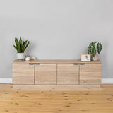 BUCHAREST TV UNIT- NATURAL OAK - FLUTED - PULL BLACK V164-ECS12SF03B