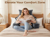 Giselle Bedding Reading Pillow with Detachable Neck Roll & Armrests Sit Up Pillow for Bed Back PILLOW-READ-VEL-GY