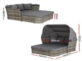 Gardeon Outdoor Sun Lounge Setting Patio Furniture Wicker Sofa Garden Day Bed ODF-SUNBED-SQ-GR-AB
