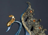2PCS Peacock Ornaments Natural Resin Desktop Peacock Sculpture for Wine Cabinet TV Cabinet Home Blue V1294-YM0626-3115220162111