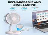 Folding Telescopic 4.5W Portable Height/Tilt Adjustable Rechargeable Cordless Fan V915-EL0079