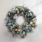 Jingle Jollys 60cm Christmas Wreath with LED Lights Snowy Garland Xmas Decor XM-TR-WRE-2FT-FROST-LED