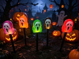 Halloween Solar Ground Stake Lights, 5-Pack Screaming Ghost Face Pathway Lights, IP65 Waterproof V1341-ZY-SFST98VL-2SETS-COLORFULTUBE