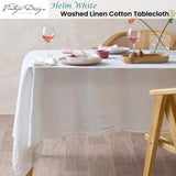 Vintage Design Homewares Helm White Washed Linen Cotton Tablecloth 150cm x 230cm V442-HIN-TABLEC-LINEN230CM-WHITE-RE