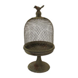 Antique Finish Cloche w Bird 39cm V637-19702CLC