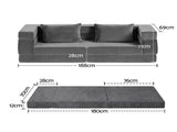 Artiss 3-in-1 Convertible Sofa Bed with Folding Mattress Velvet Foam Chair 300KG SB-B-DBED-FOLD-GY