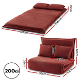 Artiss Floor Lounge Sofa Bed Foldable 2 Seater Orange FLOOR-SBL-04VEL-2S-OR