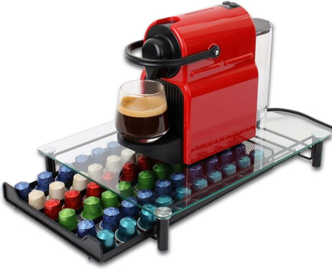 CARLA HOME 60 Coffee Pod Holder Drawer with Tempered Glass Capsule Organizer for Nespresso Pods and LSB-36251