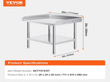 Stainless Steel Work Table, 24 x 28 x 26 Inch Commercial Food Prep Worktable, 3-Sided Backsplash V952-CFBXGGZTSBT2QR0IEV0