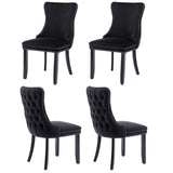 4x Velvet Upholstered Dining Tufted Chairs with Studs Trim and Solid Wood Legs-Black V226-SW8809BK-2