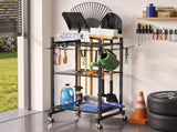 Gardeon Garden Tool Organizer with Wheels Heavy Duty Garage Yard Storage Cart GTO-3T-BK