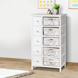 Artiss 5 Chest of Drawers with 5 Baskets - MAY ST-CAB-5D-5B-WH