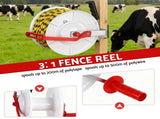 Giantz Electric Fence Reel Geared Portable Polywire Fencing Farm White SFC-REEL13-WH