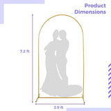 3.9x7.2 ft Wedding Arch Backdrop Stand, Gold Metal Arched Frame, Elegant Golden Wedding Arch V1369-AZ3-W-08820