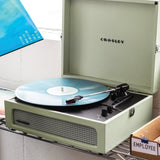 Crosley Voyager Bluetooth Portable Turntable - Sage Bundled Majority D40X Bluetooth Speakers V398-CR8017BMY-SA4