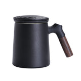 1Set Ceramic Filter Mug with Lid Black for Office Home and Travel V1192-AZ-W-30429