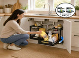 CARLA HOME Under Sink Organiser 2-Pack - Sliding Drawer - Black - Adjustable Under Sink Organiser V178-36590