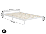 Artiss Bed Frame Double Size Wooden White LEXI WBED-C-001D-137-WH