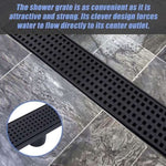 1000mm Bathroom Shower Black Grate Drain w/Centre outlet Floor Waste Square Pattern V63-832931