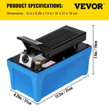 VEVOR Air Hydraulic Pump 10000 PSI Air Over Hydraulic Pump 1/2 Gal Reservoir Air Treadle Foot V952-BTQBTYYJTBLSK0001V0