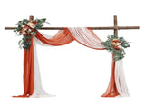 Orange Artificial Wedding Arch Flower Kit with Sheer Drapes - Floral Arrangements & V767-VVR-HLGMHTJ4JTCS7O0MFV0