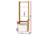 Artiss 6 Tiers Bookshelf with 2 Drawer Storage Shelf Pine FUR-L-DS-6T2DR-WD