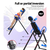 Everfit Inversion Table Gravity Exercise Inverter Back Stretcher Home Gym Blue IVT-6313-BL-BK