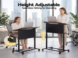 Artiss Mobile Lectern Podium Stand with Storage Shelf Height Adjustable Laptop Desk Black & Walnut LPS-HY02-125-BK