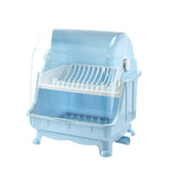 Cutlery Dish Drainer Rack with Lid Cover Multifunctional Kitchen Tableware Storage Box Blue V1294-YM0716-3118220101512