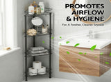 Artiss 4 Tier Floor Standing Corner Shower Caddy Bathroom Organizer Black BSR-B-4T-110H-BK