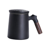 1Set Ceramic Filter Mug with Lid Black for Office Home and Travel V1192-AZ-W-30429