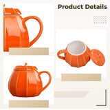Fall Pumpkin Mug with Lid, Ceramic Halloween Mug, 300 ml/10.1 oz Capacity, Ideal for Thanksgiving V1370-AZ4-16655